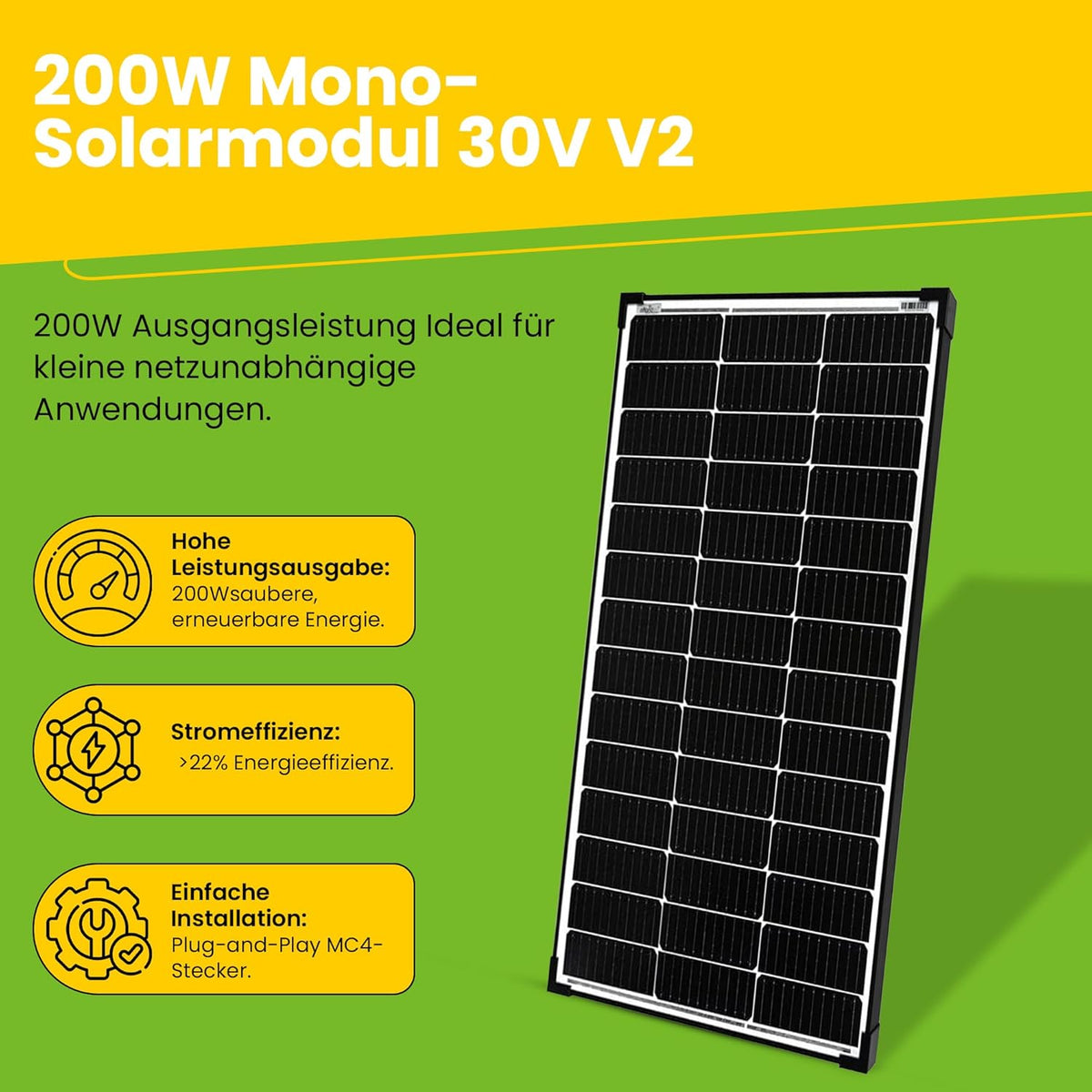 Offgridtec 200 W mono zonnepaneel 30 V Black Frame V2