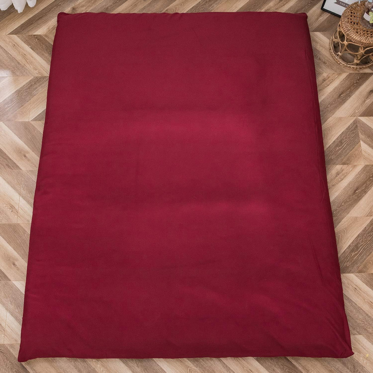 MAXYOYO Japanse futonmatras voor op de vloer, dikker tatami-slaapkussen, opvouwbare oprolbare slaapzaal mat pad vloerligstoel kussen bed (Bourgondië, eenpersoons)