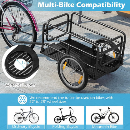 FANTASK Fietsaanhanger tot 60 kg, inklapbaar, met afdekking, koppeling en reflectoren, zwart