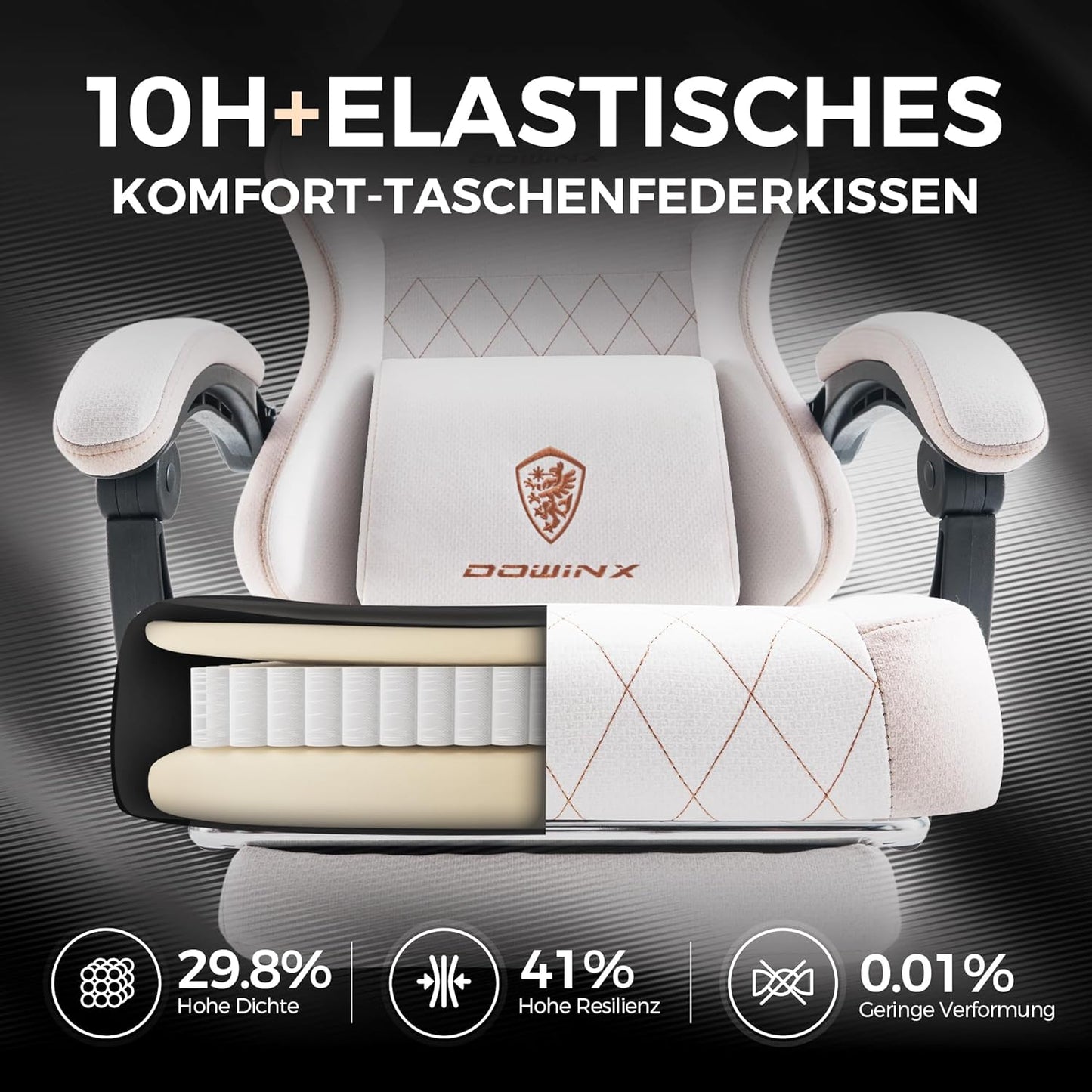 Gamingstoel – Bureaustoel – Office Chair – Gamerstoel – Ergonomische Stoel – Pocketveer Zitting – Verstelbare Rugleuning en Voetensteun – Beige