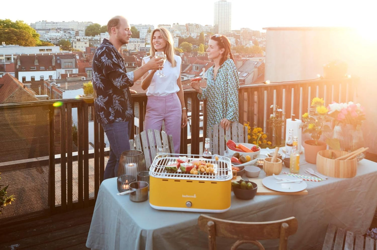 Barbecook tafel bbq Carlo houtskool barbecue met draagtas, geschikt voor 6 personen, Sunshine Yellow 44x33x21cm