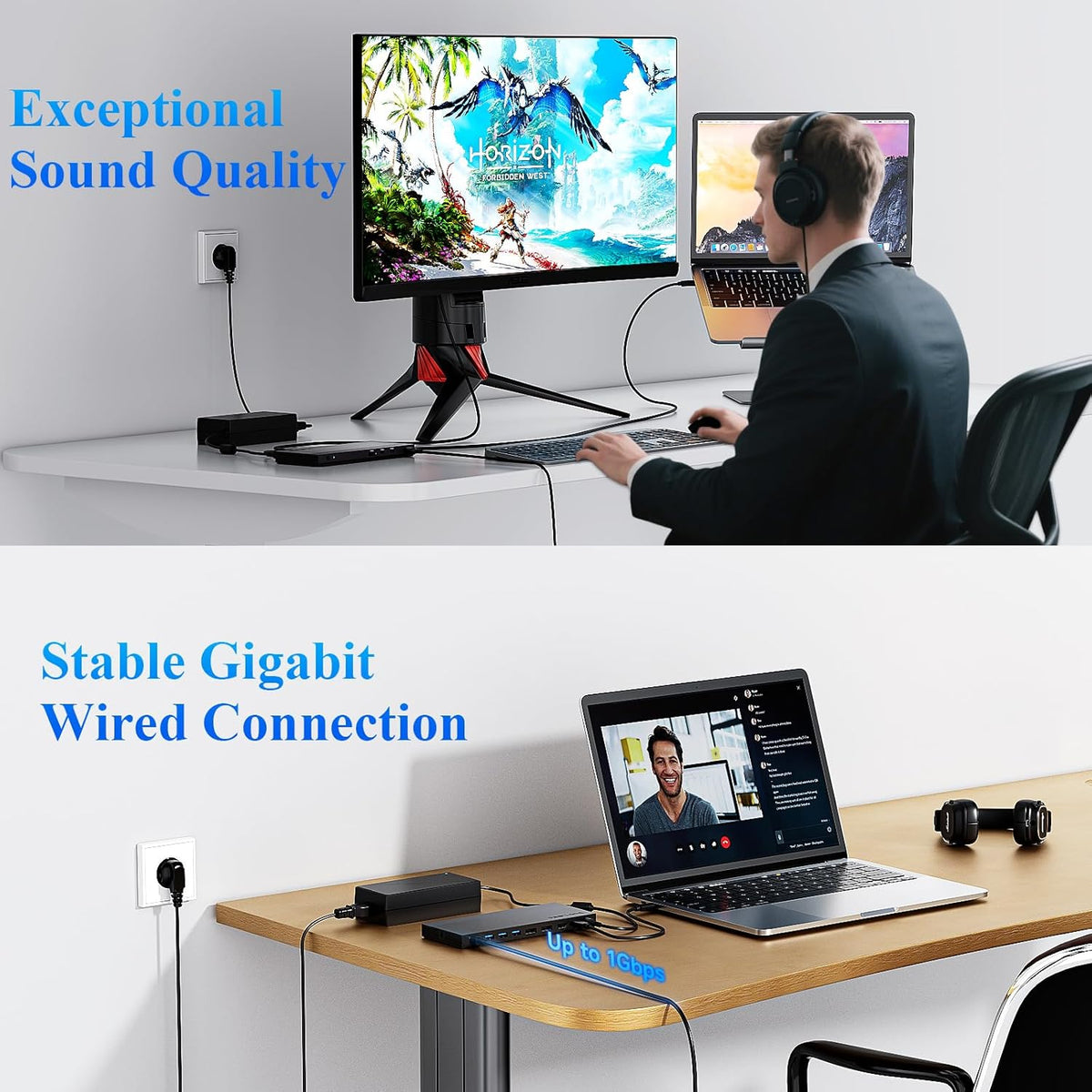 WAVLINK 12-in-1 USB-C docking station, 100 W Power Delivery, 2DP+HDMI, 4 USB-A, 2 10 Gps USB-C Gigabit Ethernet, Triple Display Laptop Dock