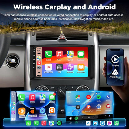 2G+64G Android Car Stereo for Mercedes Benz Sprinter W906 W169 W245 W639 Vito Viano, Wireless Carplay & Android Auto 9 Inch Touchscreen Radio with WiFi/GPS/Bluetooth/EQ/FM RDS Radio+Backup Camera