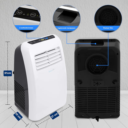 Mobiele Airconditioner Wit – Draagbare Airco, Mobiele Airco, Airconditioner, Airco Zonder Vaste Installatie – 7000 BTU Voor Ruimtes Tot 32 M² – 3-In-1 Koelen, Ontvochtigen En Ventileren