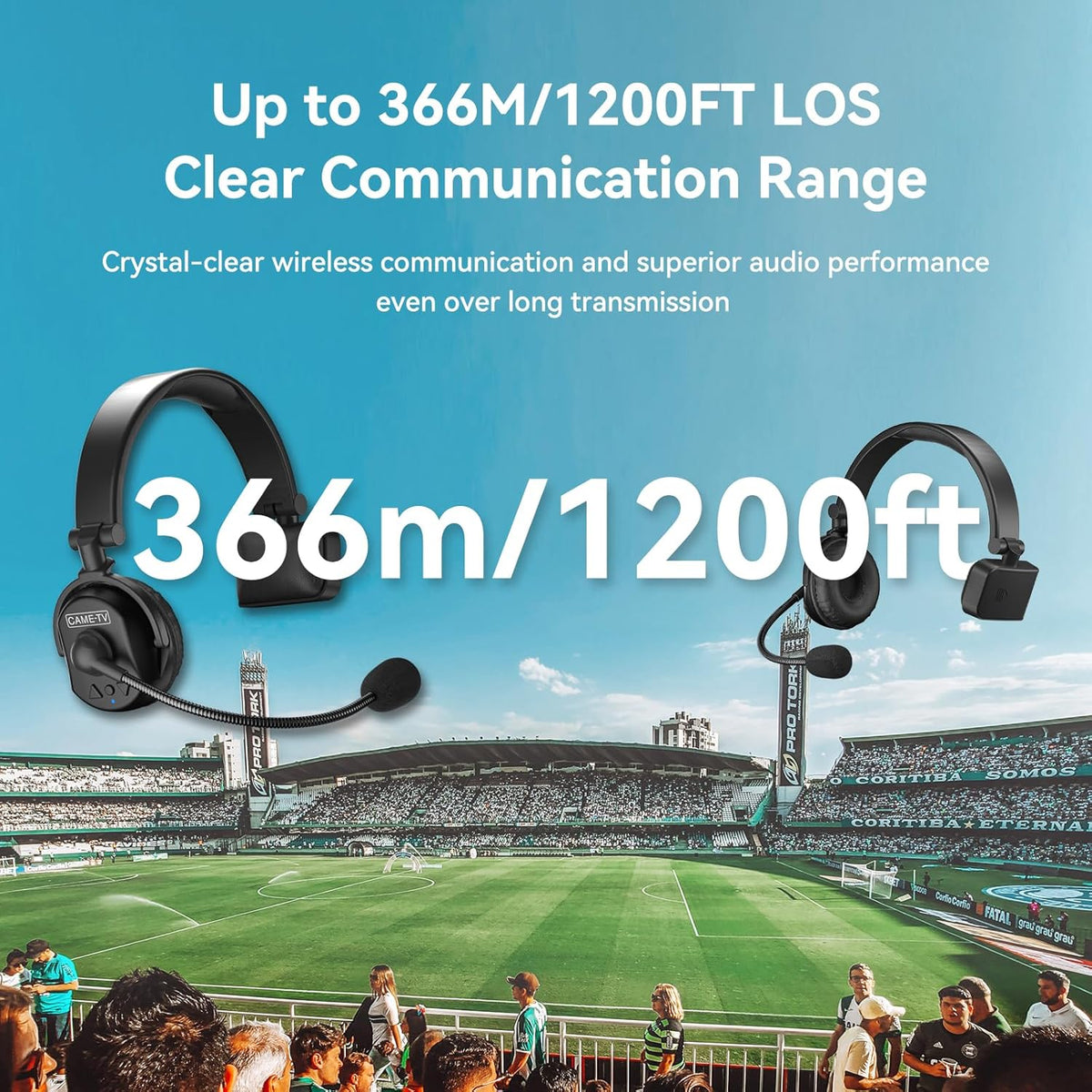 Came-TV Waero Full Duplex Draadloze Intercom Headset Systeem met Ruisonderdrukking, 365 m Team Communicatie Groepsgesprek, Single-Ear Headset voor Media Productie Podium Concert 9 Gebruikers