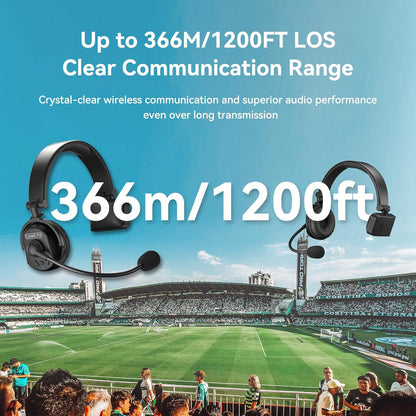 Came-TV Waero Full Duplex Draadloze Intercom Headset Systeem met Ruisonderdrukking, 365 m Team Communicatie Groepsgesprek, Single-Ear Headset voor Media Productie Podium Concert 9 Gebruikers