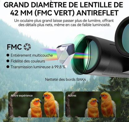Svbony Upgraded SV202 10x42 ED Binoculars, BAK4 Prism FMC Lens, IPX7 Waterproof, Phase Correction, Dielectric Prism Coating, Wide Angle Lens for Adults, Bird Watching - QUORE