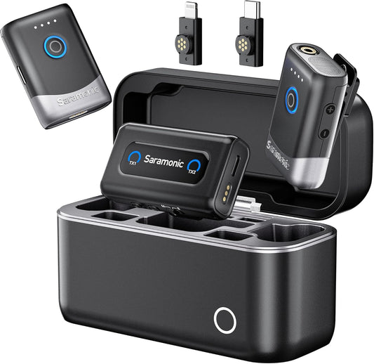 Draadloze Microfoonset – Draadloze Microfoon – Lavalier Microfoon – Dasspeldmicrofoon – Vlog Microfoon – 2 Zenders + 1 Ontvanger – 200 M Bereik – USB-C, Lightning En 3,5 Mm Compatibel