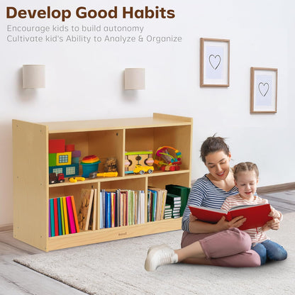 Toy Storage Organizer, 2-Tier Kids Bookshelf, 5 Cube Kids' Bookcases - QUORE