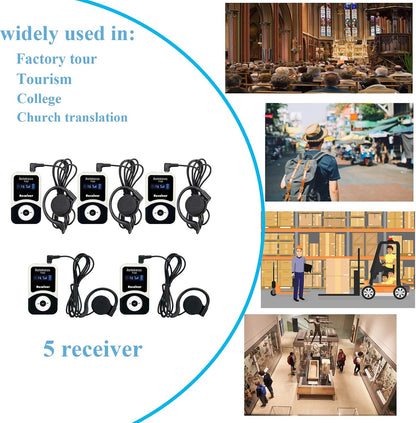Retekess T131 ontvanger compatibel met draadloos Tour Guide System T130-T131 60 meter effectieve afstand voor de logistieke van de Factory Tourist Guide (5 stuks)