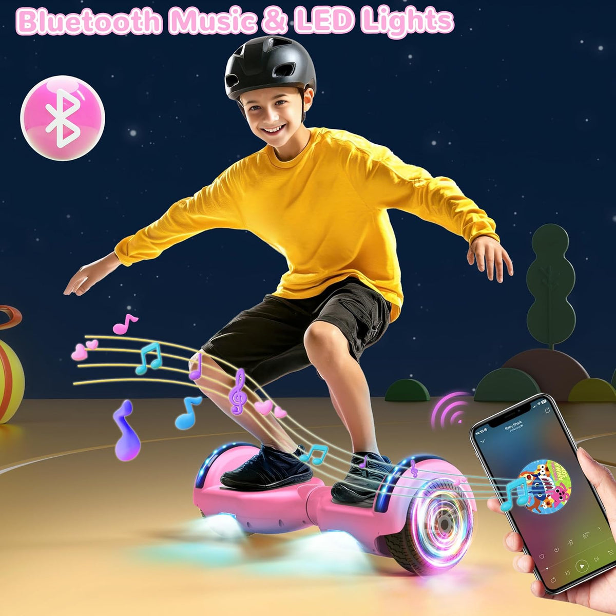 Hoverboard, zelfbalancerende scooter, 6,5 inch, twee wielen, zelfbalancerend, hoverboard met bluetooth-luidspreker en ledverlichting, cadeau voor kinderen