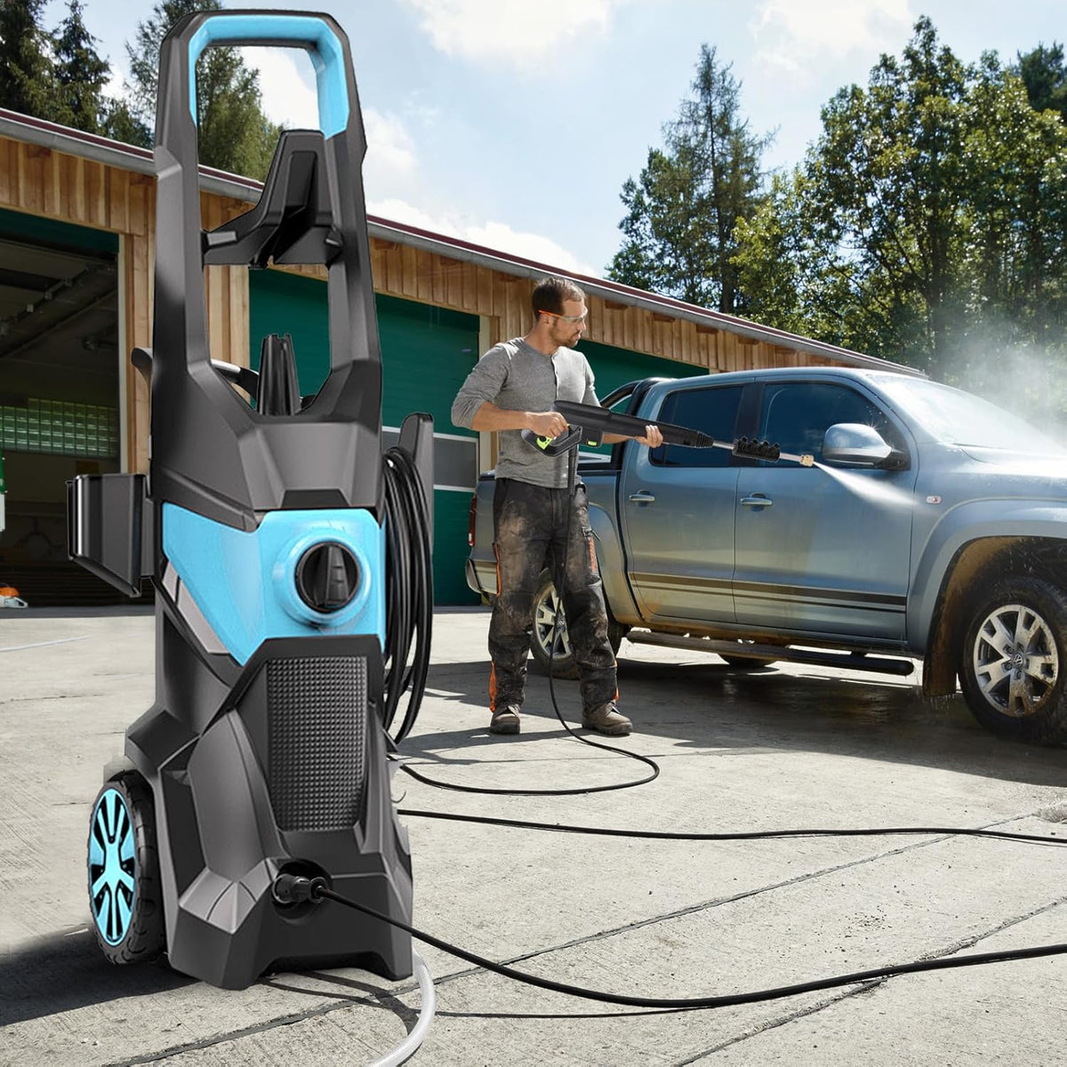 Lyrlody Car Pressure Washer, 4000 PSI, 2.5 GPM, with Foam Cannon, 4 Quick Connect Nozzles, 10 Meter Hose, for Garden, Car, 220 V, Blue       </font