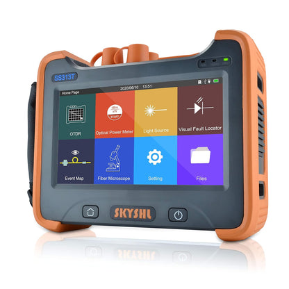 1310nm/32dB en 1550nm/30dB SM OTDR Singlemode Glasvezel Tester Met OPM+OLS+VFL+Evenementenkaart+7-inch Touchscreen Optische Reflectometer voor APC&UPC SC+ST+FC+LC Connector-SS313T-2A1