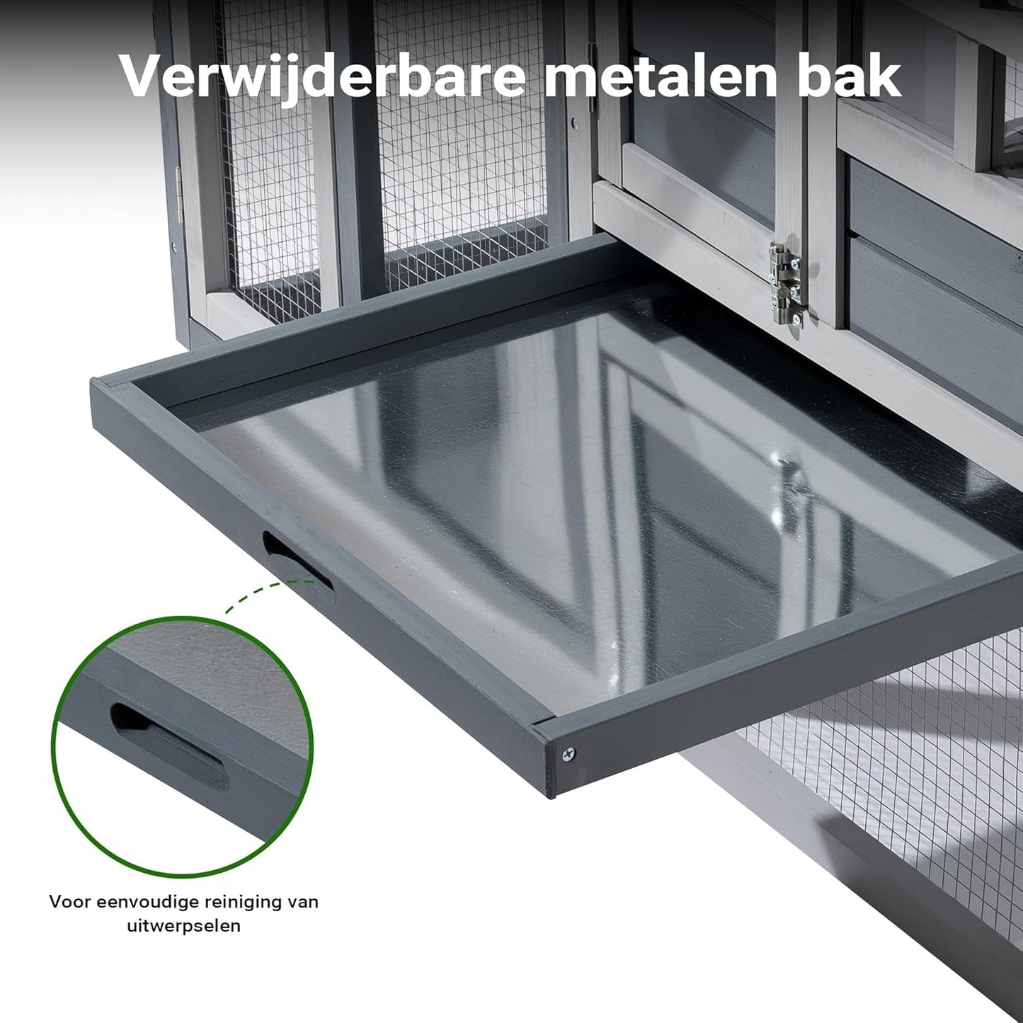Rabbit Hutch with Free Walking Space - Grey - Raised Shelter - Made of Spruce Rabbit Cage - QUORE