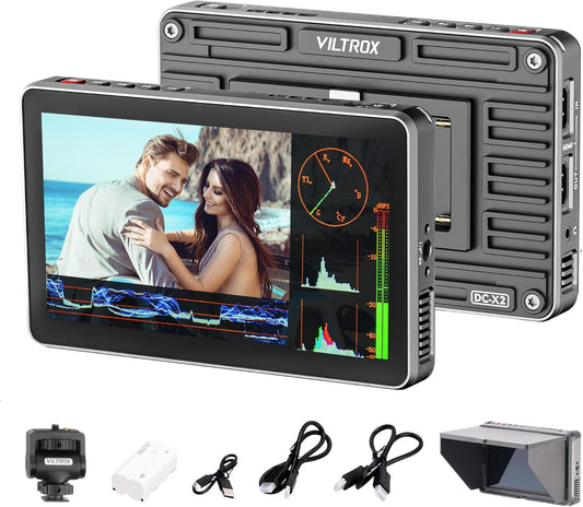 VILTROX 2000Nits Videofeld-monitor, 15,2 cm (6 inch), 4Kp30 HDMI op camera, monitor, Full HD, 1920 x 1080, videobewakingstools voor vlogger (DC-X2)