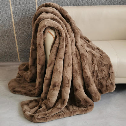 Faux Fur deken Imitatie, Luxe deken van imitatiebont, Luxe Decoratief Bont Throws, Shaggy Throw Zachte deken, imitatie nertsen deken, bank deken, zachte deken-Brown||180×150cm