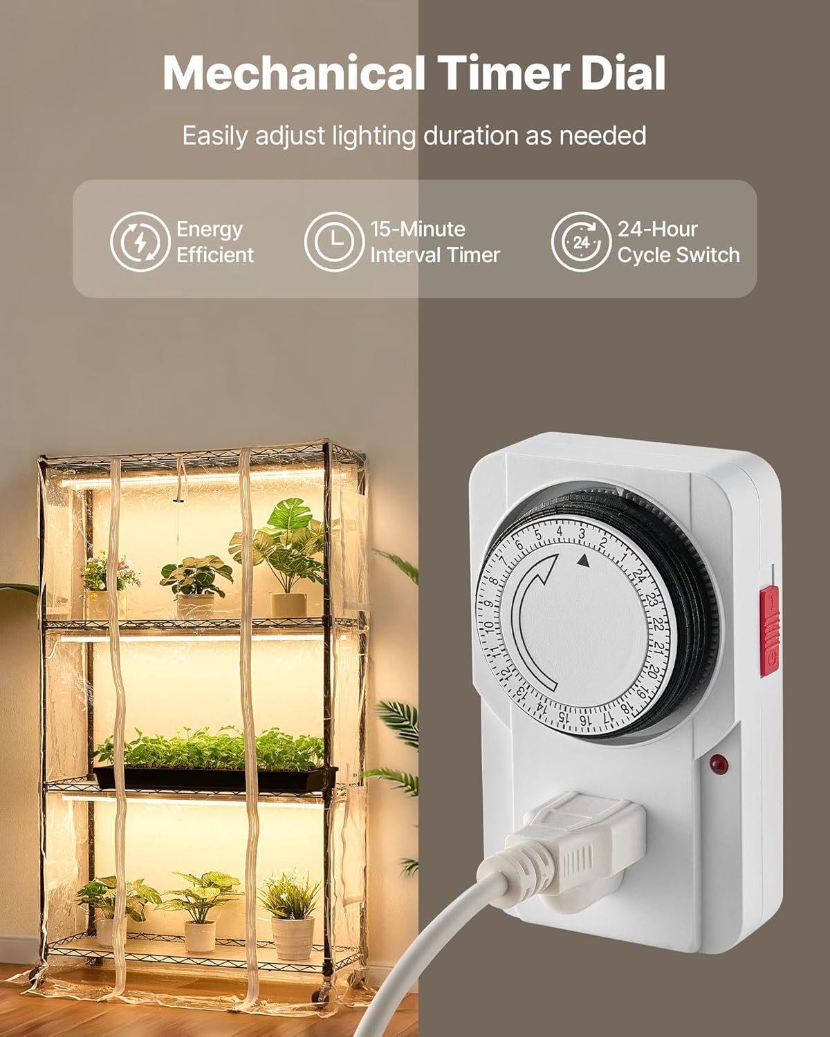 VEVOR Indoor Greenhouse with Grow Lights, Plant Stand with 4 Levels, Display Height 150 cm with Transparent Cover, Timer and Hygrometer, 180 W Full Spectrum Attachment Lights - QUORE
