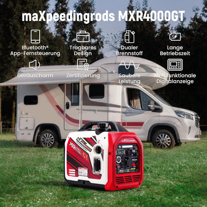 maXpeedingrods Stroomgenerator, inverter, 3500 W, benzine, stil, met Bluetooth®-app, afstandsbediening, stroomgenerator, LPG, benzine, digitaal, licht, als noodstroomaggregaat, voor camping, garage,