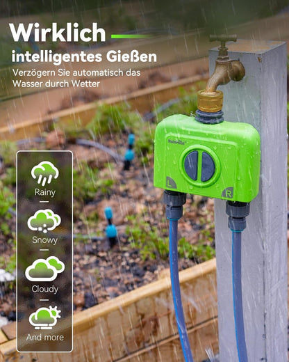 RAINPOINT Irrigatiecomputer, wifi, 2 uitgangen met antenne-gateway en messing inlaat, slimme irrigatiebesturing met app/spraakbediening, IP65, tuin, automatisch bewateringssysteem, 2 x 6 tijdschema's