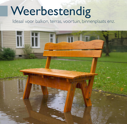 Beautissu Houten Tuinbank Weerbestendig 3 Personen 150 cm breed – Massief Hout Gelakt – Duurzaam Robuust Tuinbank Hout voor Balkon Terras Serre of Tuin – RD