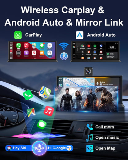 27,9 cm (11,26 inch) HD Touch Car Play Auto, 4K display, Carplay auto met 350° frontcamera, 64G SD-kaart, Carplay Android Auto Car Play Co.che voor GPS-navigatie, G-Senor Loop-opname