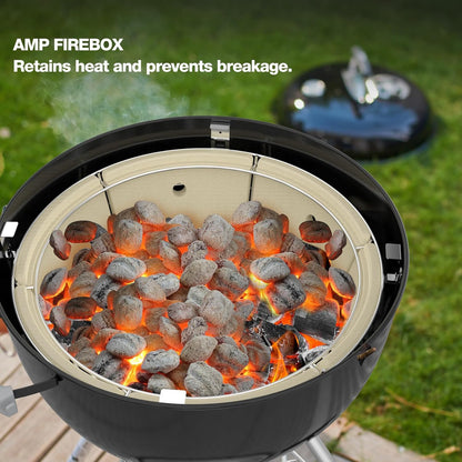 Onlyfire Rookbox Kit met Roestvrijstalen Houtskoolmand, Hitteafleider en 4 Steunhaken, BBQ Smoker Box voor Weber 57 cm/22" Ketel Houtskoolgrill, Gerookt Vlees en Vis