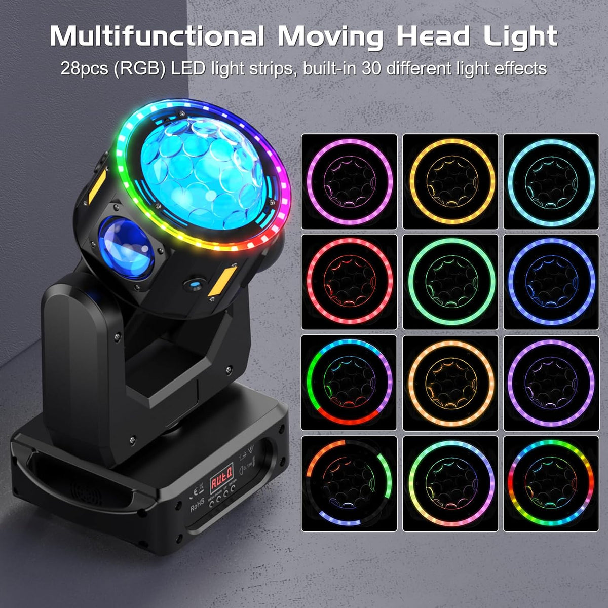 150W Moving Head LED RGBW Beam Disco Ball Party Light Strobe Light Effects for Disco Party Club Christmas Stage Light - QUORE