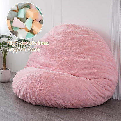 MAXYOYO Bean Bag Bed in Pink Square Chair Sofa with Fluffy Plush Cover and Filling, Ideal for Adults, Couples and Guests, Large Size 150 x 150 cm