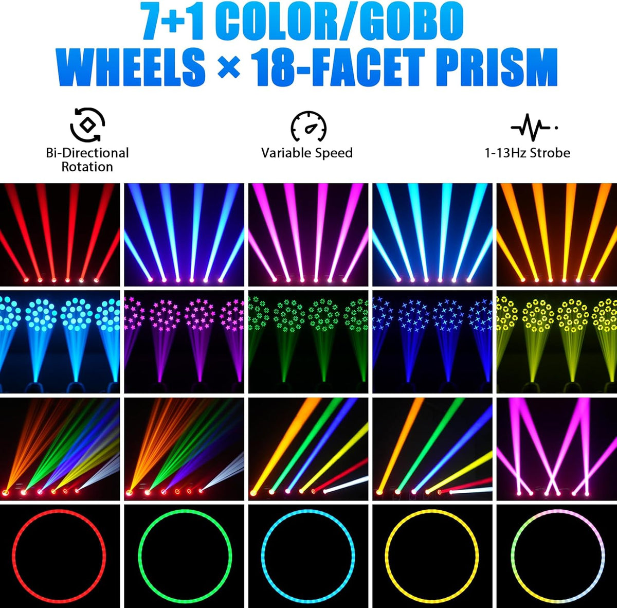 150 W bewegende kop LED Spot Beam Light met 8 Gobo 18 Prisma DMX512 besturing voor podium, disco, party, bruiloft, Kerstmis, Halloween