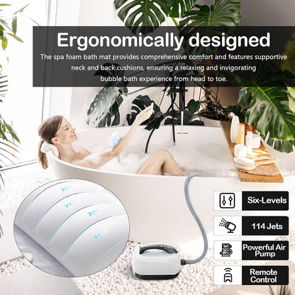 Buismat voor badkuip – Whirlpoolmat – Bubbelbadmat – Badmat – Massagemat – 114 sproeiers – 6 intensiteitsniveaus