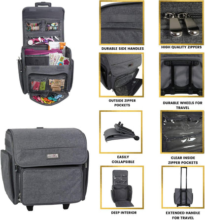 Everything Mary Deluxe Opvouwbare Rolling Craft Bag, Bloemen - Scrapbook Tote Bag met Wielen voor Scrapbooking & Art - Travel Organizer Opslag