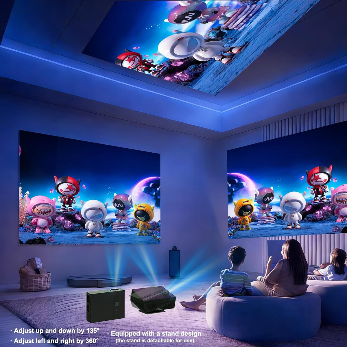 Projector 4K【Netflix Gecertificeerd & Google TV】Draagbare Beamer【8K Ondersteuning & 1080P Native】Slimme Projector met Dolby Audio, Video Projector met WiFi/Bluetooth voor Home Cinema,Buiten