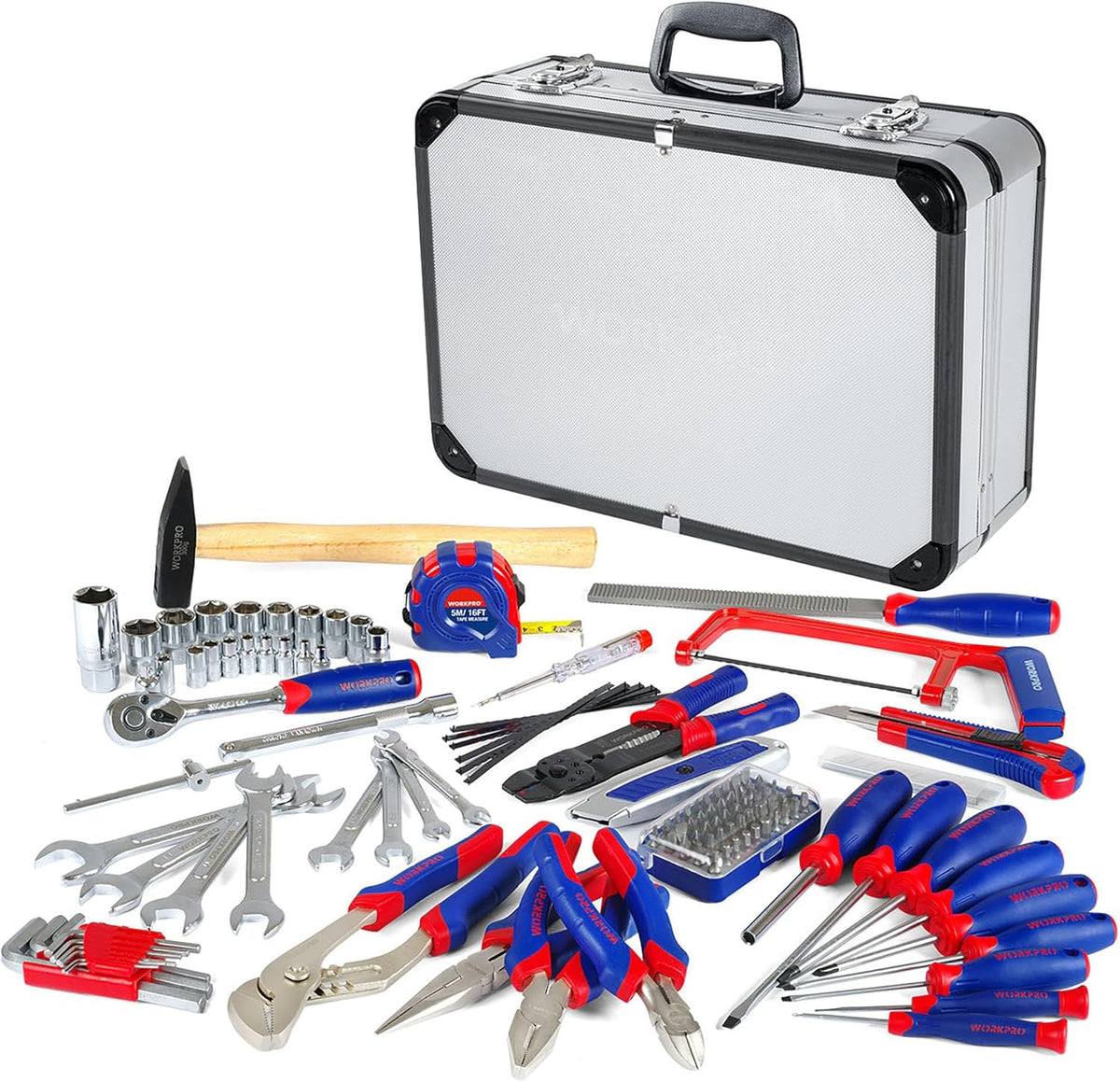 Gereedschapsset – Tool Box – Steeksleutel Set – Moersleutels – Universele Gereedschapskoffer – 119-Delig – Aluminium Koffer – Chroom-Vanadium Staal - QUORE