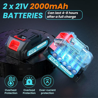 Elektrische Snoeischaar, max. 40-50 mm snijdikte, 21V 2x2 Ah Accu Snoeischaar 6-10 uur Werktijd, 800 W Borstelloze Motor Draagbare Snoeischaren met Display, Voor Boomgaard, Tuin, Boerderij, Park