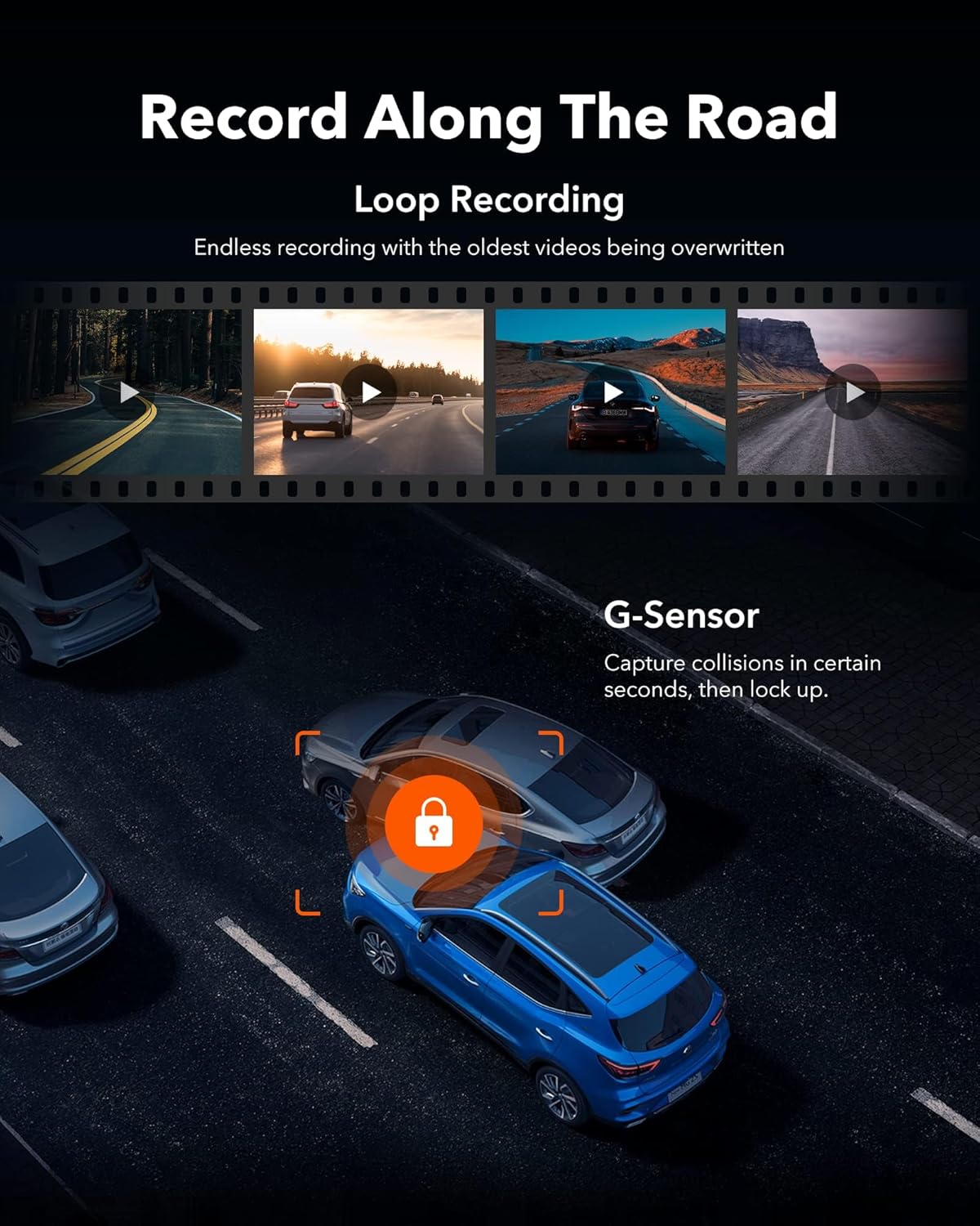 Achteruitkijkspiegelcamera – Dashcam Auto – Spiegelcamera – Achteruitrijcamera – 4K Voor- en Achtercamera – 10 Inch Touchscreen – Parkeerbewaking & GPS Tracking - QUORE