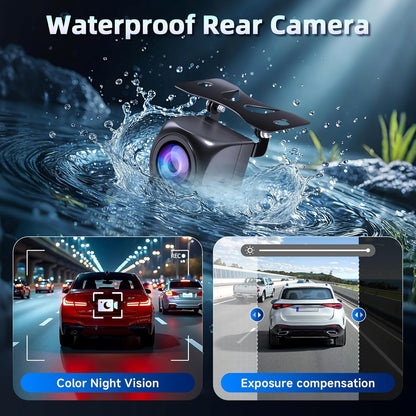 Hodozzy 4K Dashcam met voor- en 2K achteruitrijcamera, 3,16-inch IPS-scherm, dashcam voor auto's, wifi- en app-bediening, ADAS, BSD en LCA, nachtzicht, G-sensor, loop-opname, parkeermodus-monitor