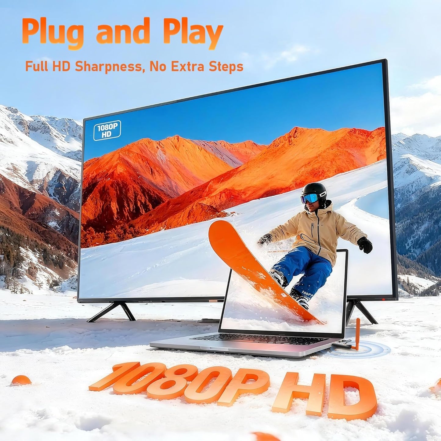 AIMIBO Draadloze HDMI-transmitter en ontvanger 4K Decoding 5,8G – HDMI-functie, HD videostreaming tot 50 m vanaf laptop, pc, tv-box, camera op meerdere tv, beamer en monitor – 50 m
