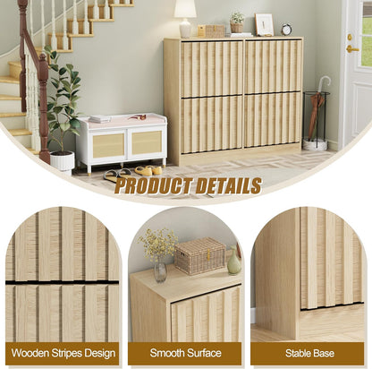 Schoenenkast – Schoenenopberger – Schoenentil – Opbergkast – Halmeubel – Verstelbare Plank – Natuurlijke MDF Afwerking – 102 x 24 x 86,5 cm