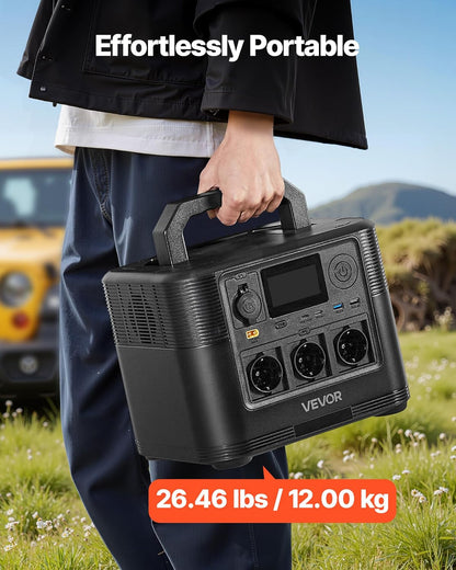 VEVOR LiFePO4 draagbaar powerstation, 1800 W, back-up accu, 1008 WH, met 8 uitgangen, voor thuis, camping, reizen in de camper, zonnepaneel niet inbegrepen