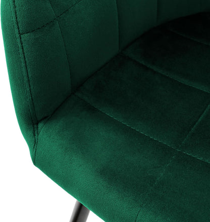 ML-Design Dining Chairs Set of 2 Dining Chairs with Backrest and Armrests, Dark Green,Velvet Seat,Upholstered,Black Metal Legs,Kitchen Chair Living Room Chair Upholstered Chair Recliner