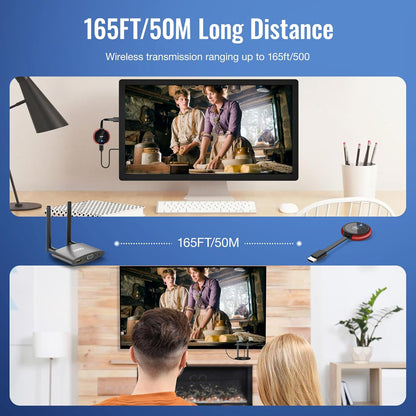 AIMIBO Draadloze HDMI-zender en ontvanger 4K, 5G en 2.4G Stabiele draadloze transmissie, dubbele schermen HDMI & VGA Casting Video/Audio voor laptop, tv-box, camera, telefoon naar monitor, projector