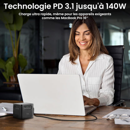 T'nB - Oplaadstation met 8 oplaadpoorten, PD 3.1-technologie, 380W, 6 USB-C-poorten en 2 USB-A-poorten, compact formaat - zwart