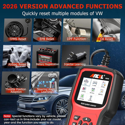 OBD2 Diagnoseapparaat – Autoscanner – Foutcode Lezer – Diagnose Scanner – OBD Lezer – 8 Speciale Resetfuncties – 2,8 Inch Kleurenscherm