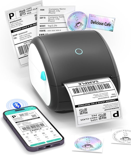 Bluetooth-labelprinter, DHL-labelprinter, verzendlabelprinter voor barcode-verzendlabels, DB403 thermische printer 4x6, compatibel met Esty, Royal Mail, DHL, Fedex, USPS