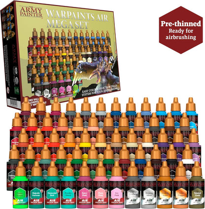 The Army Painter Warpaints Air Mega Set, 60 Airbrush Acrylverf Set 18ml, Inclusief 9 Metallics En 1 Fluorescerende Kleuren, Modelbouwgereedschap Voor Warhammer 40k-figuren En Dnd