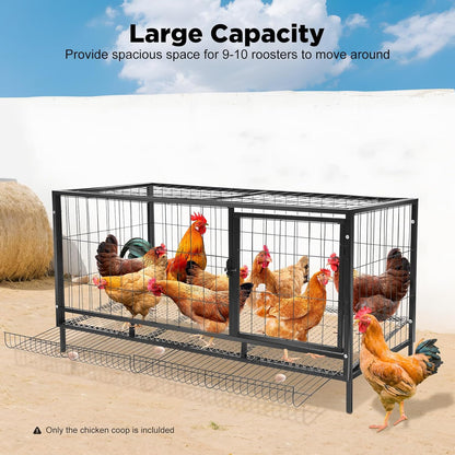 Chicken Coop with Automatic Egg Collection, 120 x 58 x 62 cm, Iron Modern for Indoor and Outdoor Use for 9-10 Chickens - QUORE
