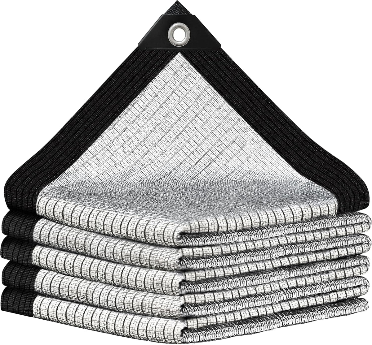 Schaduwnet voor de tuin, van aluminium, 80% zonnezeil met rand, eenvoudig op te hangen, schaduwnet voor balkon, tuin, camping, zilver
