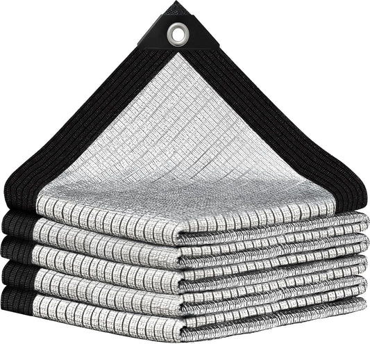 Schaduwnet voor de tuin, van aluminium, 80% zonnezeil met rand, eenvoudig op te hangen, schaduwnet voor balkon, tuin, camping, zilver