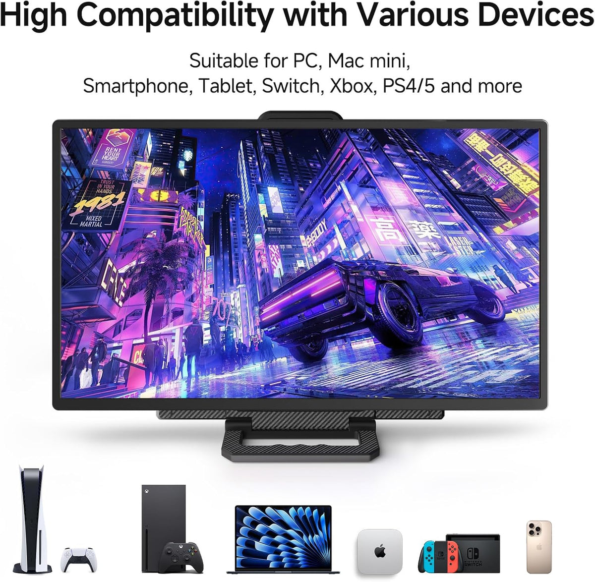 Large Portable Monitor, 61 cm (24 inches), 1080P, FHD, 100Hz, Travel Monitor, 125% sRGB IPS, Laptop Extension, VESA Compatible, Detachable Height Adjustable Stand with USB-C - QUORE