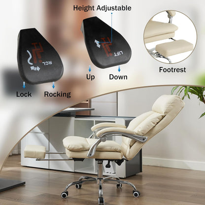 Relaxstoel – Fauteuil – Bureaustoel – Loungestoel – Ligstoel – Ergonomisch Ontwerp – PU Leer Met Voetensteun